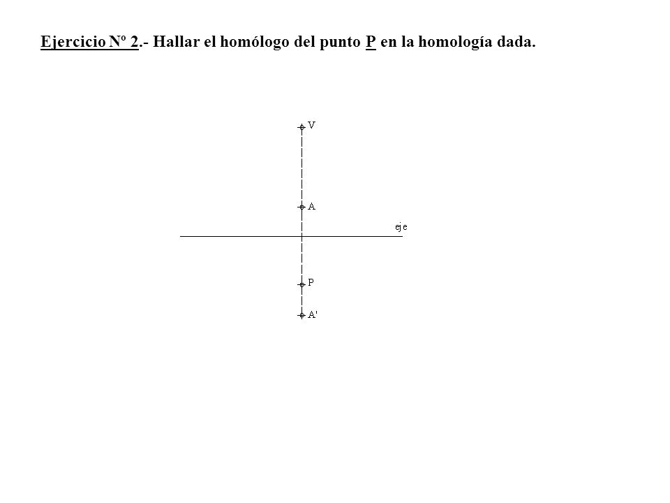 Ejercicio Nº 2.- Hallar el homólogo del punto P en la homología dada.