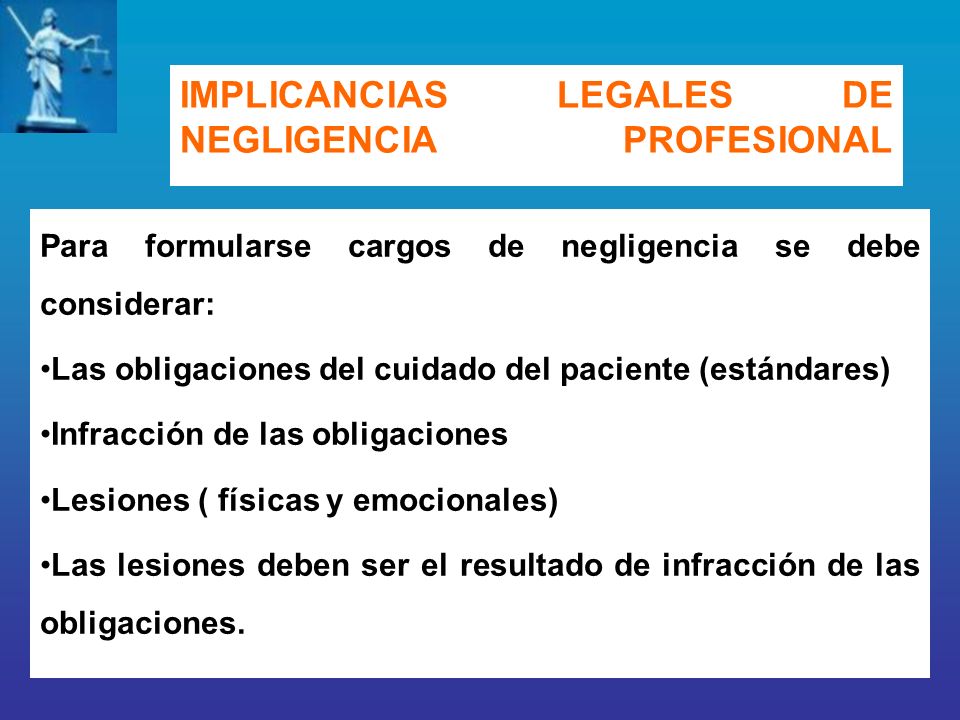 IMPLICANCIAS LEGALES DE NEGLIGENCIA PROFESIONAL