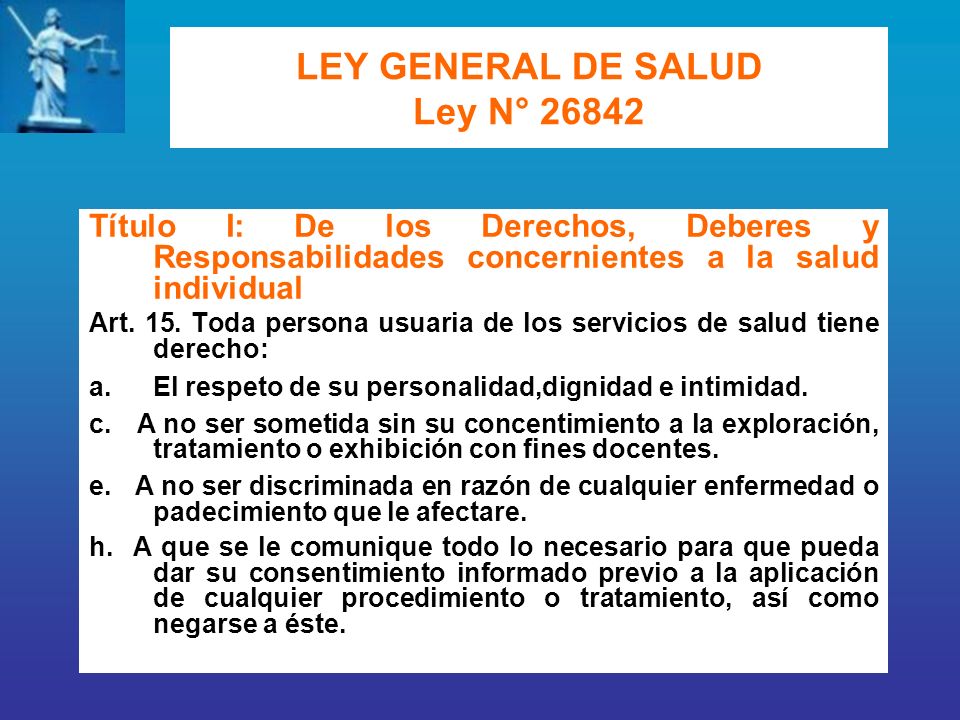 LEY GENERAL DE SALUD Ley N° 26842