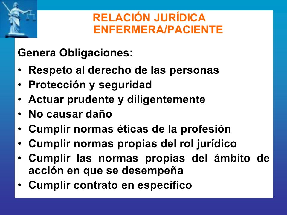 RELACIÓN JURÍDICA ENFERMERA/PACIENTE