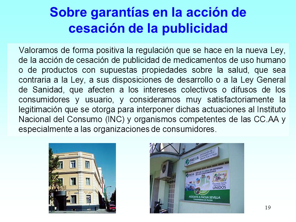 Sobre garantías en la acción de cesación de la publicidad