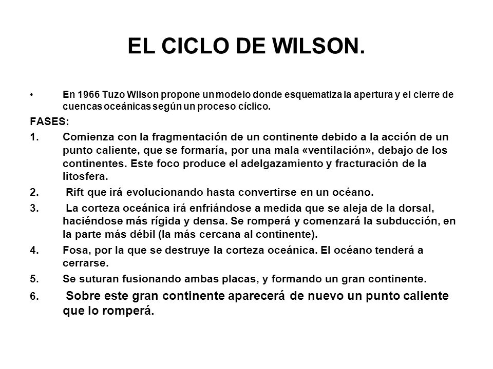 EL CICLO DE WILSON. FASES:
