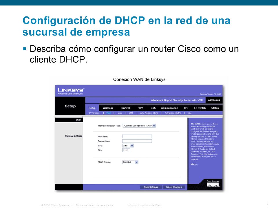 Configuración de DHCP en la red de una sucursal de empresa