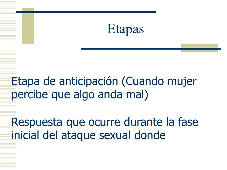 Etapas Etapa de anticipación (Cuando mujer percibe que algo anda mal)