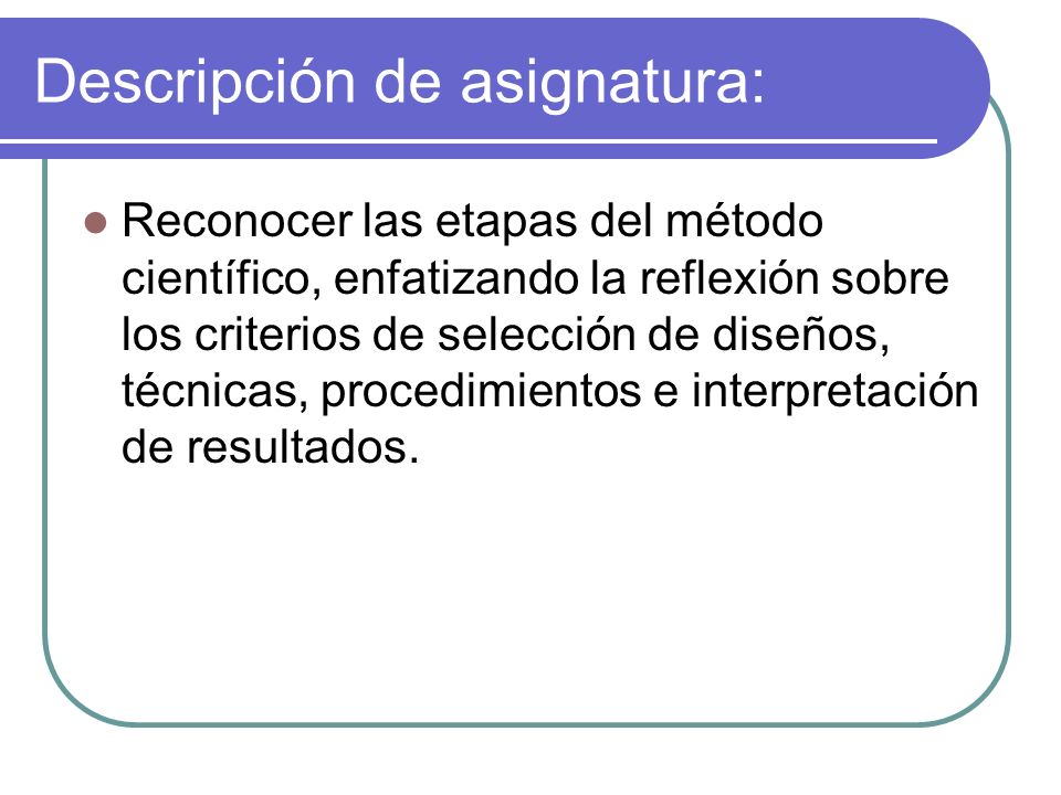 Descripción de asignatura: