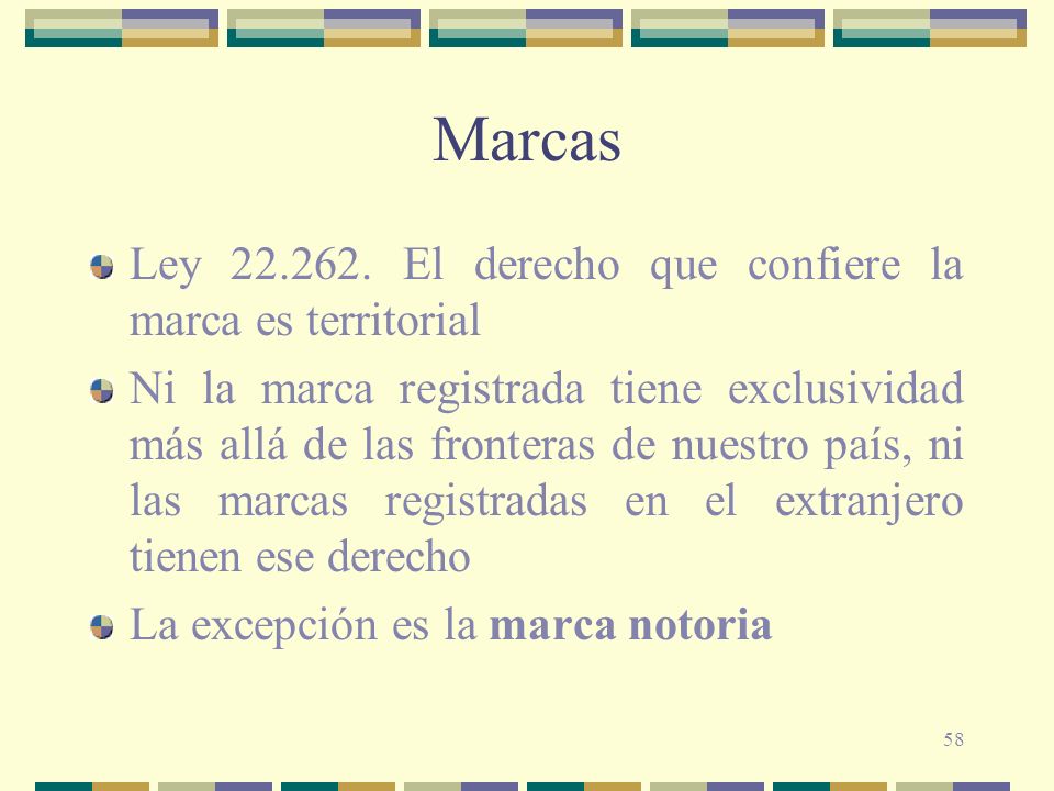 Marcas Ley El derecho que confiere la marca es territorial