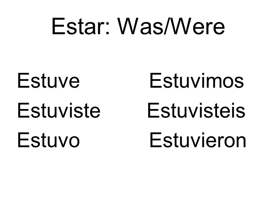 Estar: Was/Were Estuve Estuvimos Estuviste Estuvisteis