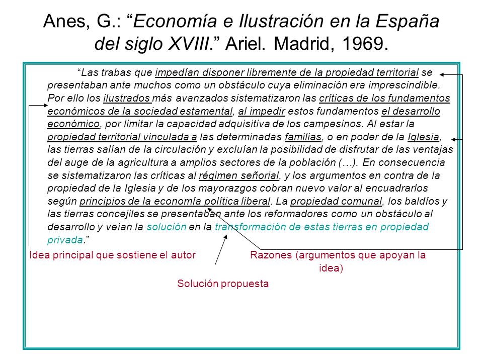 Anes, G. : Economía e Ilustración en la España del siglo XVIII