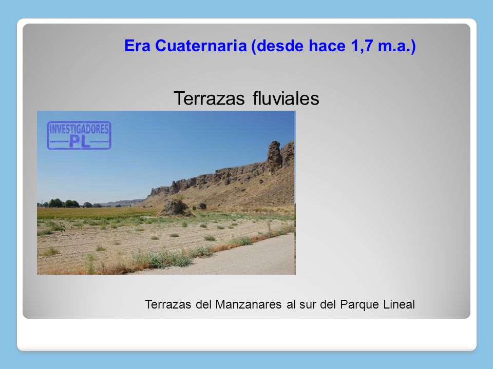 Terrazas fluviales Era Cuaternaria (desde hace 1,7 m.a.)