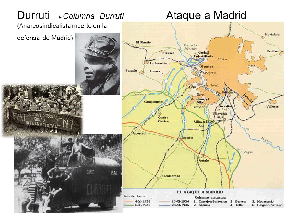 Durruti Columna Durruti Ataque a Madrid (Anarcosindicalista muerto en la defensa de Madrid)
