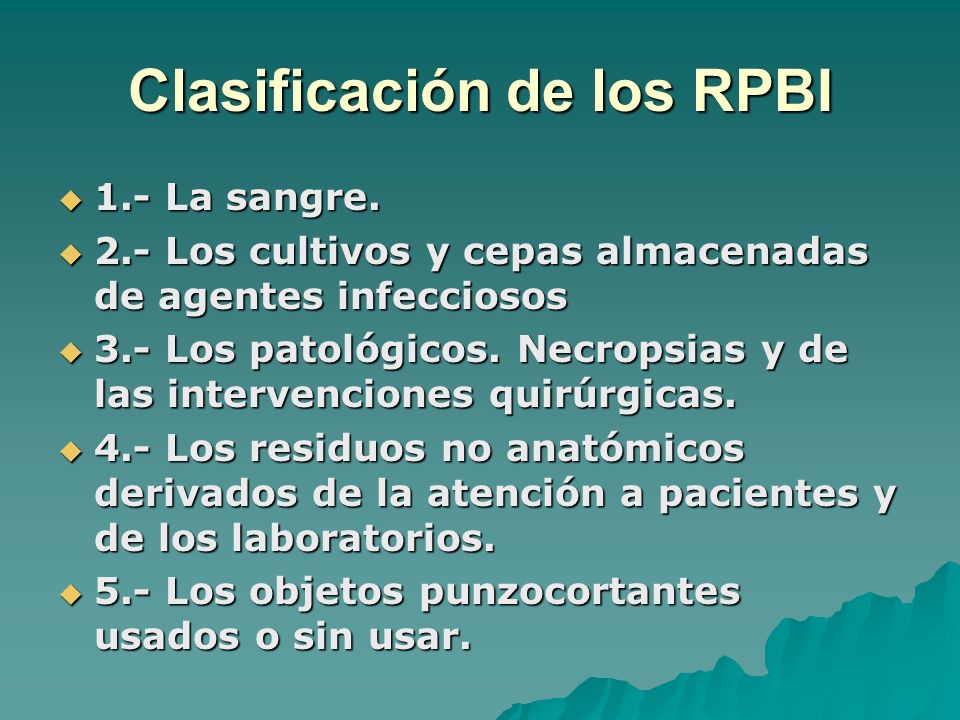 Clasificación de los RPBI