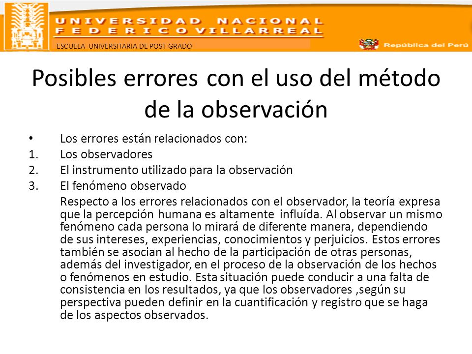 Posibles errores con el uso del método de la observación
