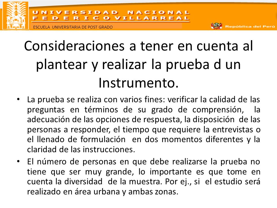Consideraciones a tener en cuenta al plantear y realizar la prueba d un Instrumento.