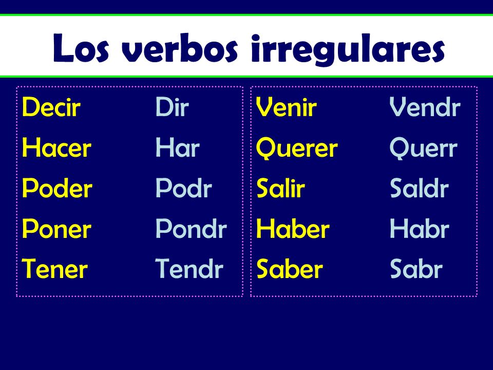 Los verbos irregulares