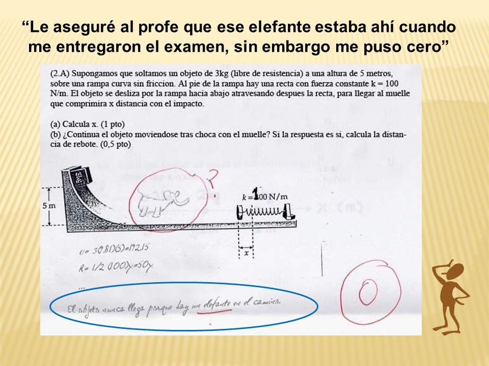 Le aseguré al profe que ese elefante estaba ahí cuando me entregaron el examen, sin embargo me puso cero