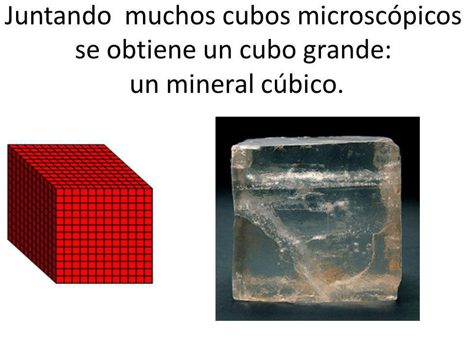 Juntando muchos cubos microscópicos se obtiene un cubo grande: un mineral cúbico.