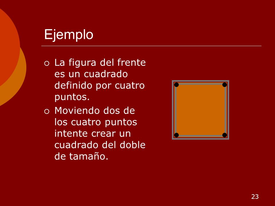 Ejemplo La figura del frente es un cuadrado definido por cuatro puntos.