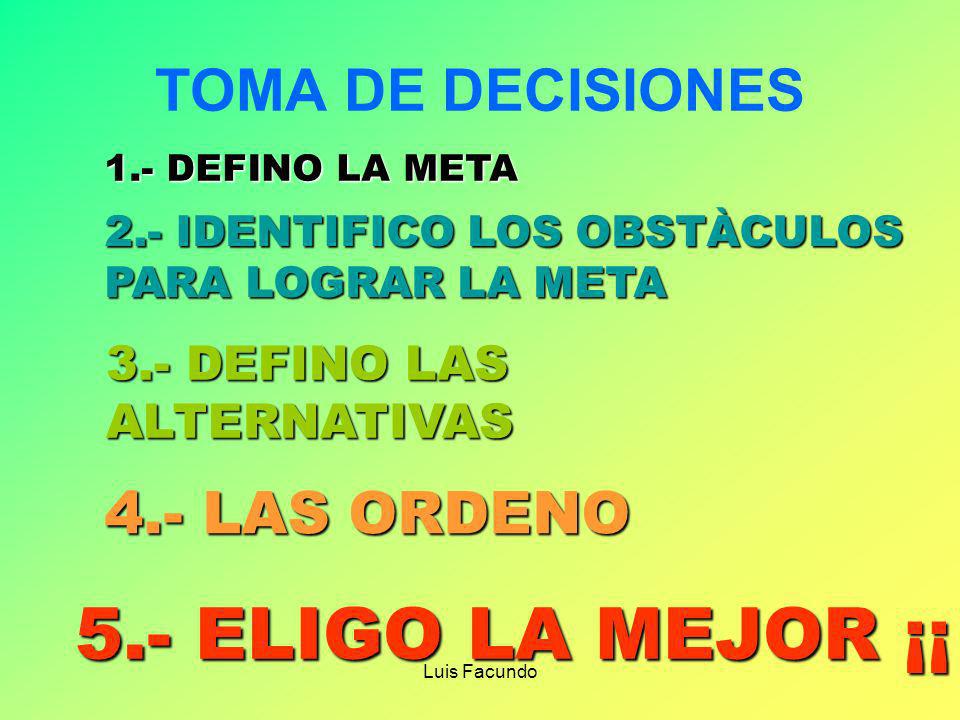 5.- ELIGO LA MEJOR ¡¡ TOMA DE DECISIONES 4.- LAS ORDENO