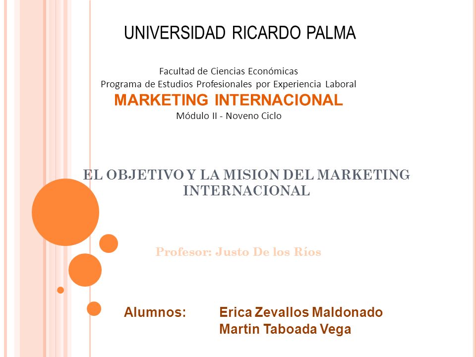 EL OBJETIVO Y LA MISION DEL MARKETING INTERNACIONAL
