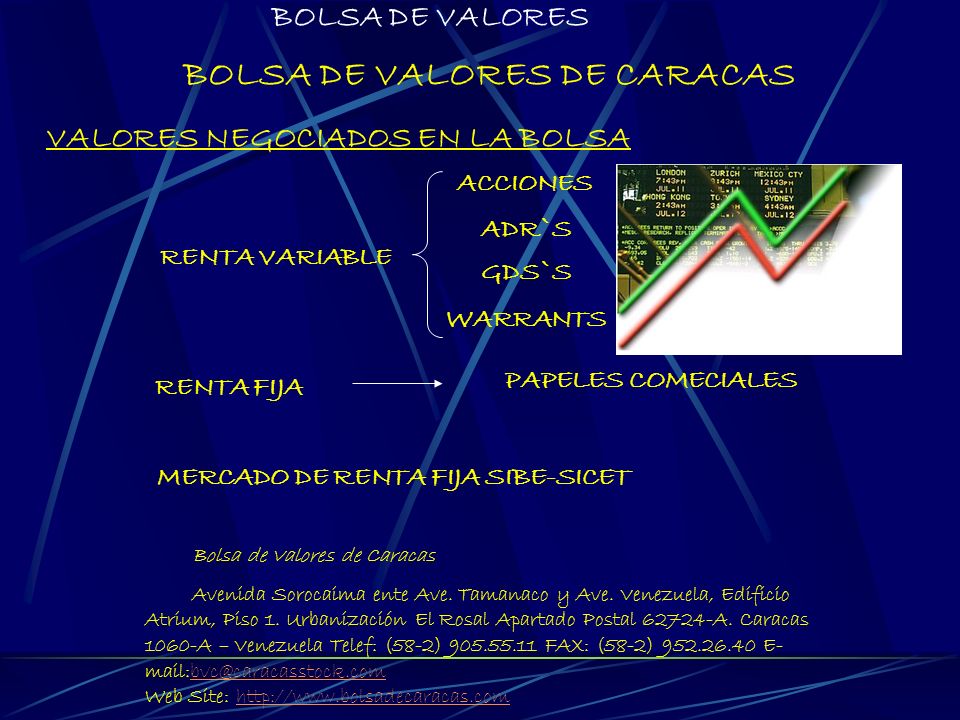 BOLSA DE VALORES DE CARACAS VALORES NEGOCIADOS EN LA BOLSA