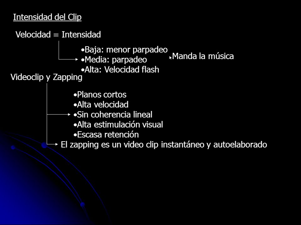 Intensidad del Clip Velocidad = Intensidad. Baja: menor parpadeo. Media: parpadeo. Alta: Velocidad flash.