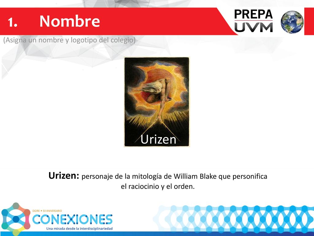 1. Nombre (Asigna un nombre y logotipo del colegio) Urizen. Urizen: personaje de la mitología de William Blake que personifica.