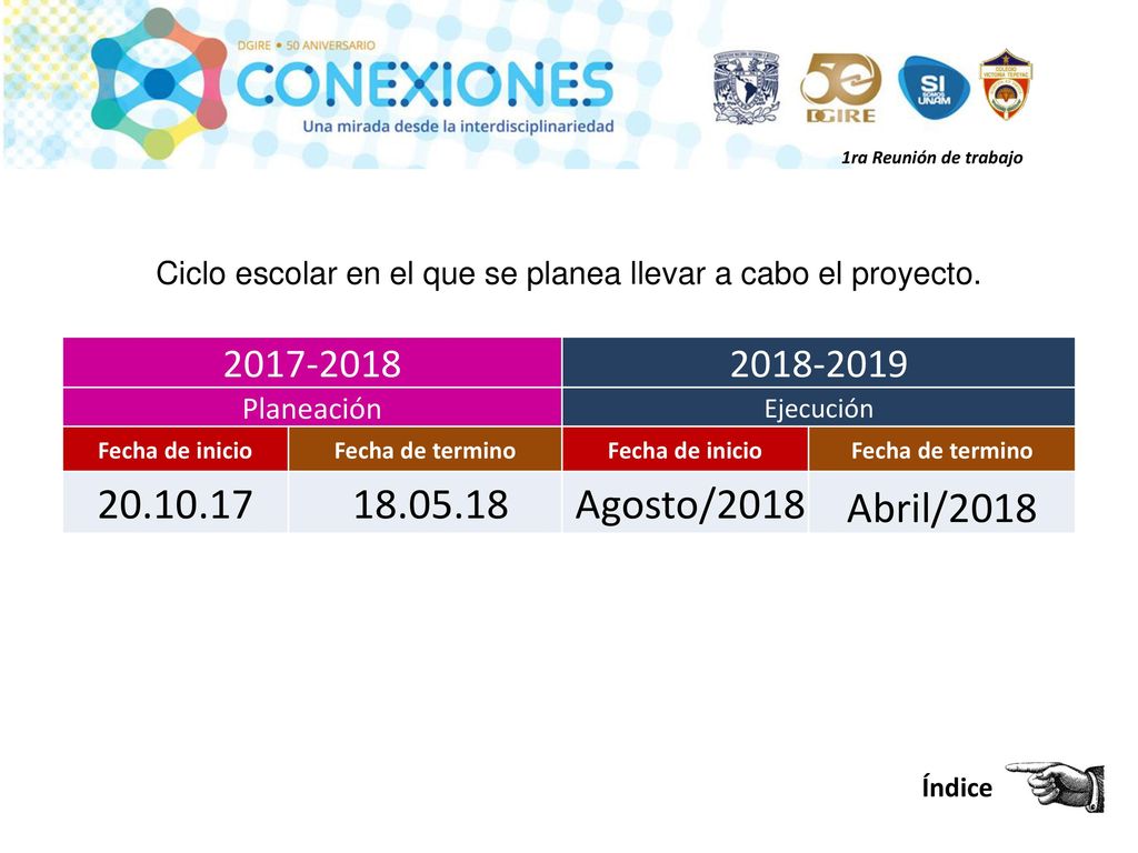 Ciclo escolar en el que se planea llevar a cabo el proyecto.