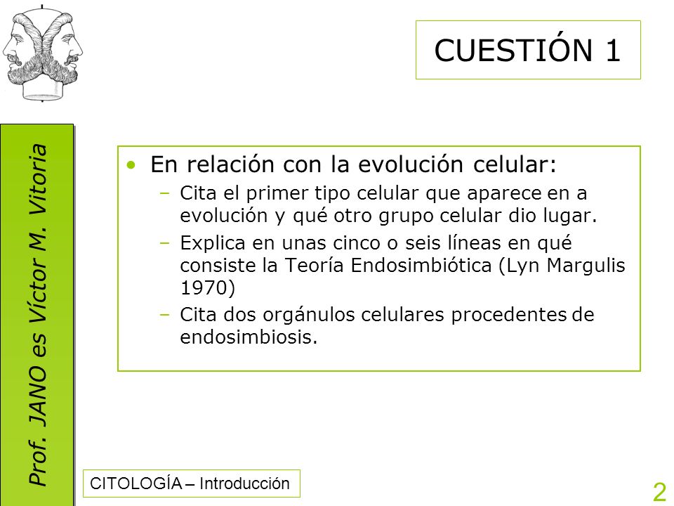 CUESTIÓN 1 En relación con la evolución celular: