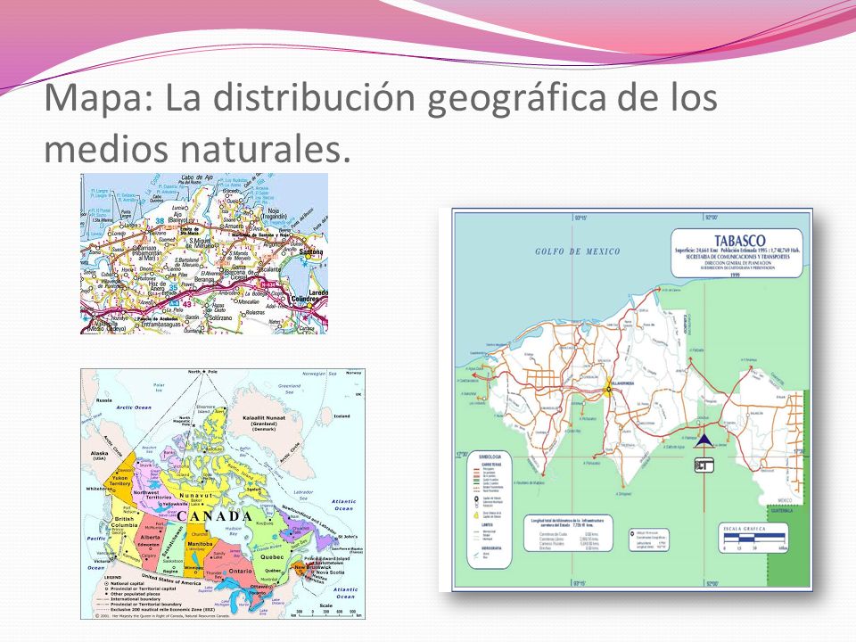 Mapa: La distribución geográfica de los medios naturales.