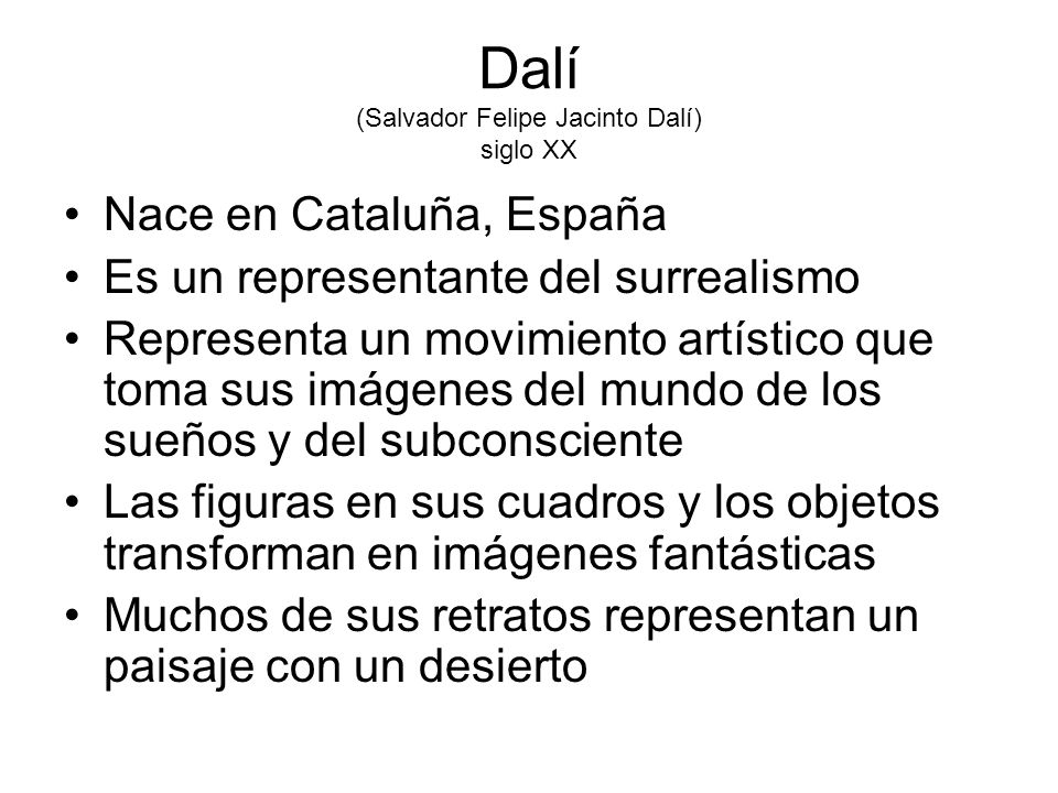 Dalí (Salvador Felipe Jacinto Dalí) siglo XX