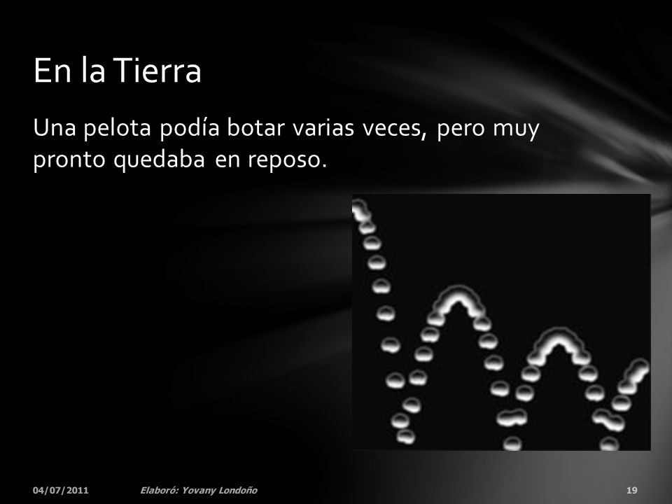 En la Tierra Una pelota podía botar varias veces, pero muy pronto quedaba en reposo.