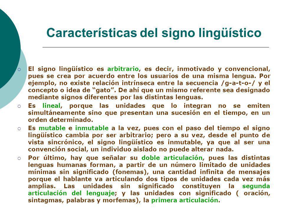 Características del signo lingüístico