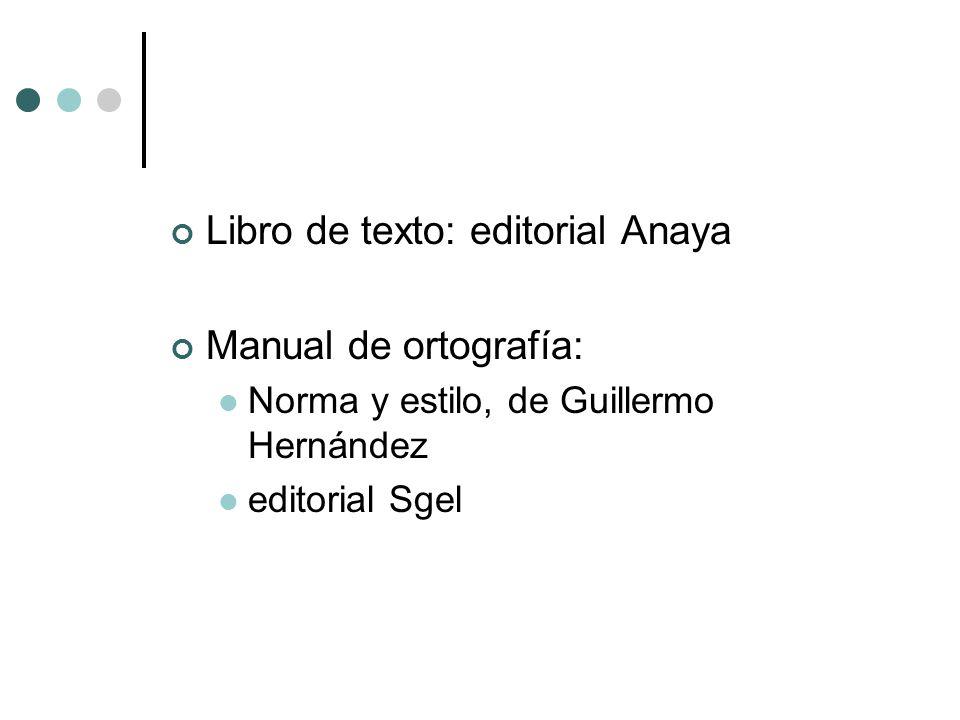 Libro de texto: editorial Anaya Manual de ortografía: