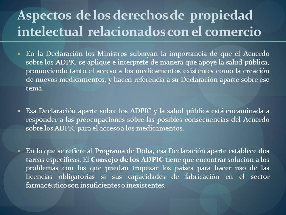 Aspectos de los derechos de propiedad intelectual relacionados con el comercio