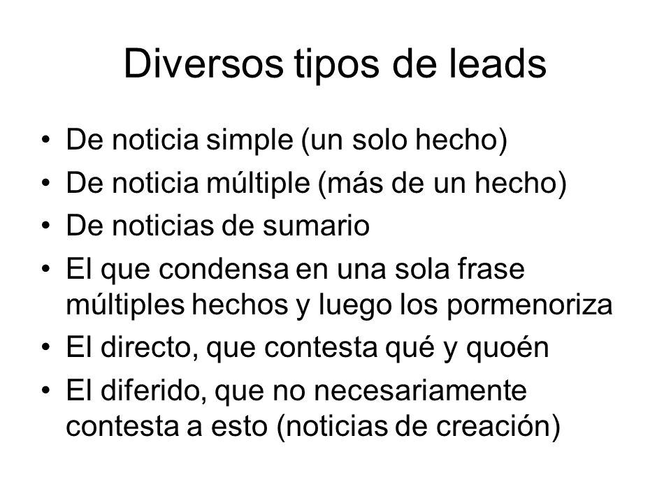 Diversos tipos de leads