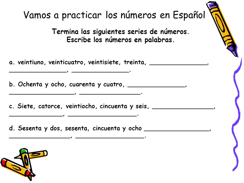 Vamos a practicar los números en Español