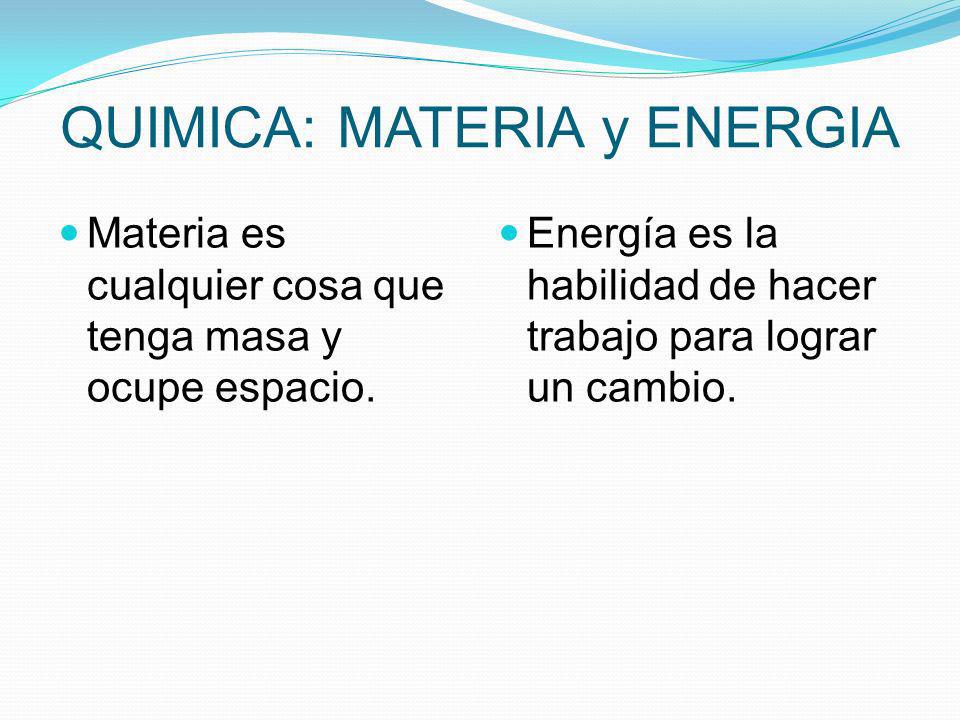 QUIMICA: MATERIA y ENERGIA