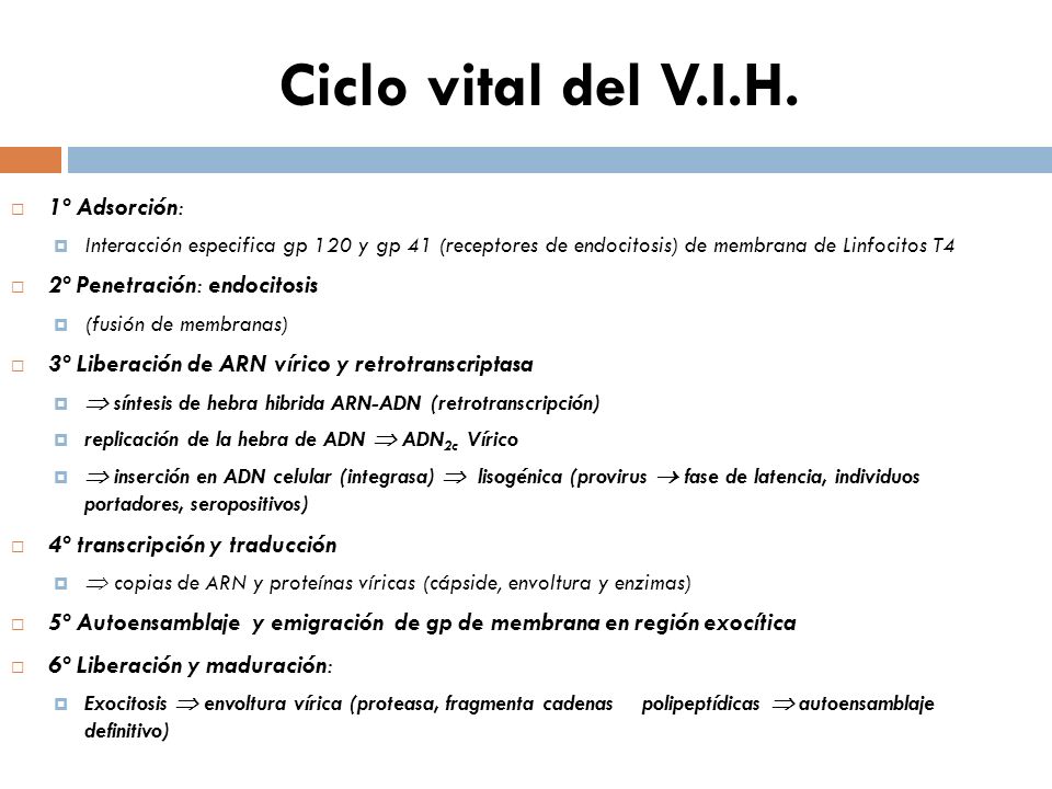 Ciclo vital del V.I.H. 1º Adsorción: 2º Penetración: endocitosis