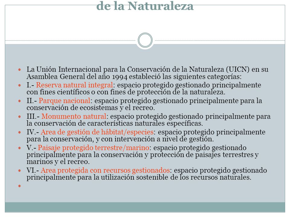 Categorías Internacionales de Conservación de la Naturaleza