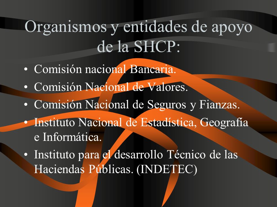 Organismos y entidades de apoyo de la SHCP:
