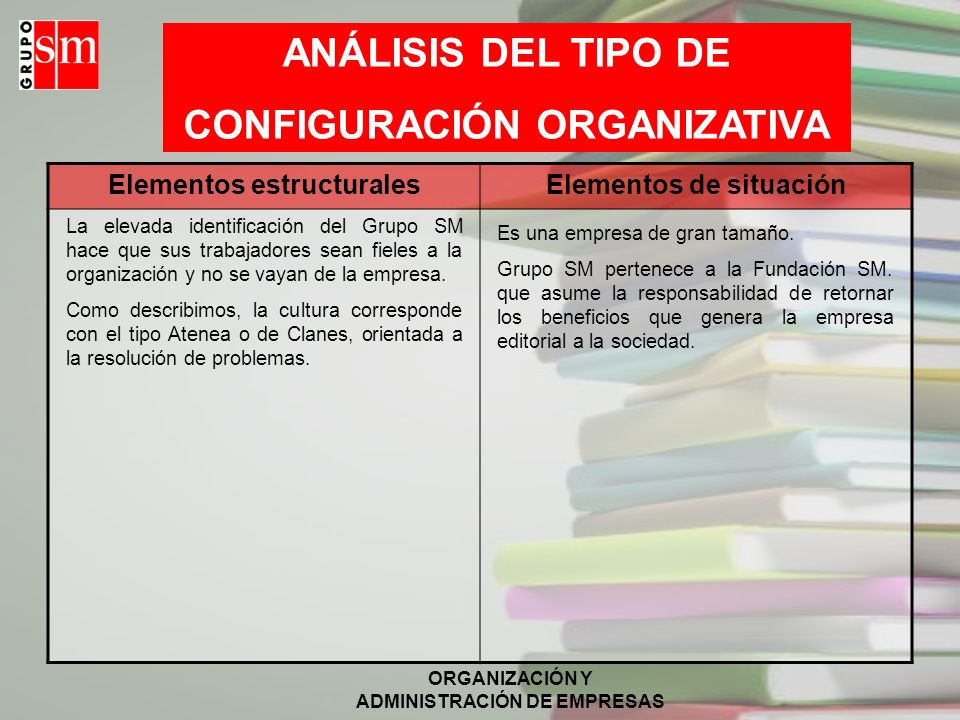 ANÁLISIS DEL TIPO DE CONFIGURACIÓN ORGANIZATIVA