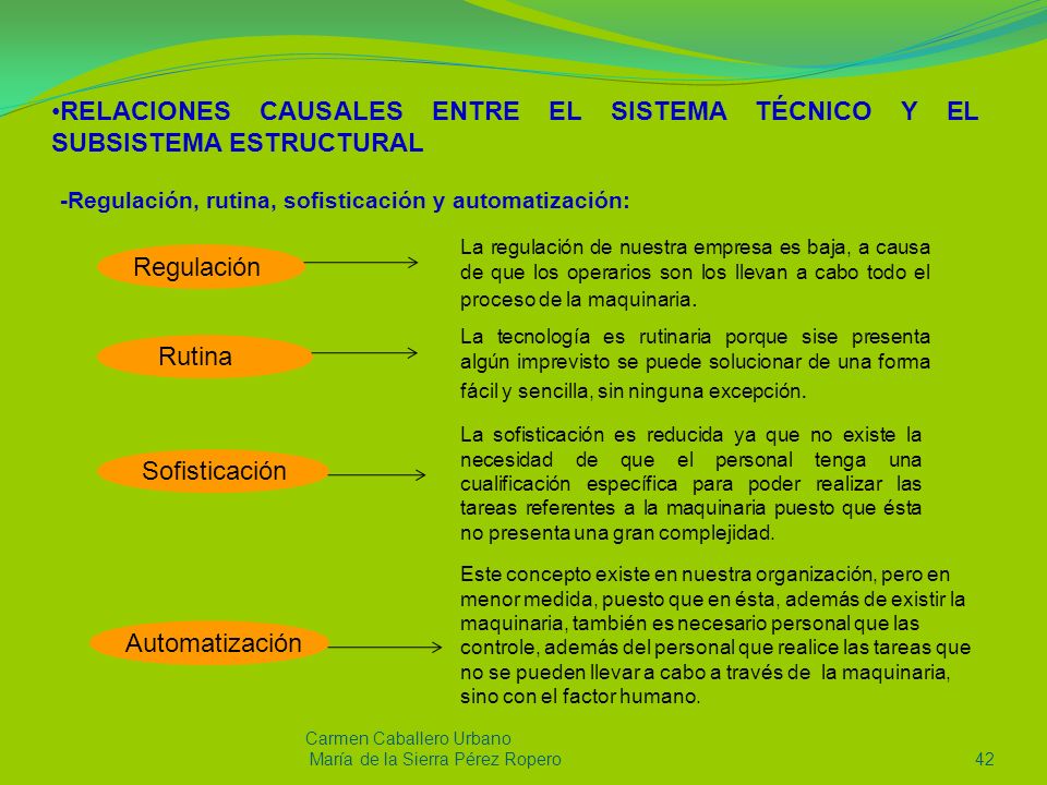 RELACIONES CAUSALES ENTRE EL SISTEMA TÉCNICO Y EL SUBSISTEMA ESTRUCTURAL