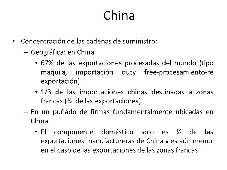 China Concentración de las cadenas de suministro: Geográfica: en China