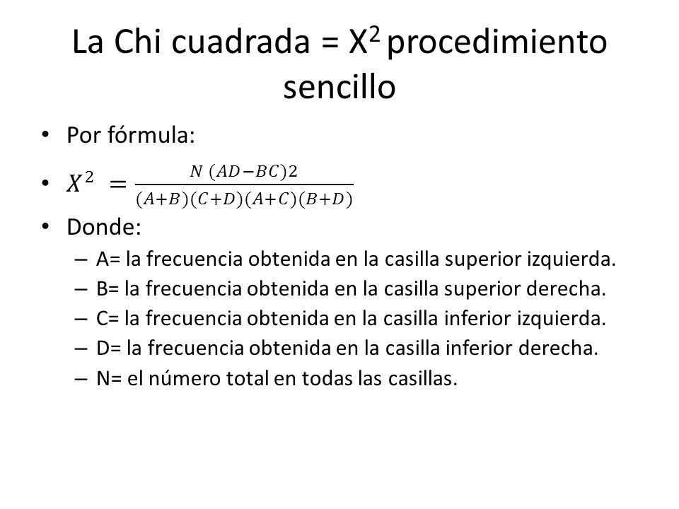 La Chi cuadrada = X2 procedimiento sencillo