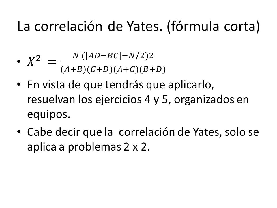 La correlación de Yates. (fórmula corta)