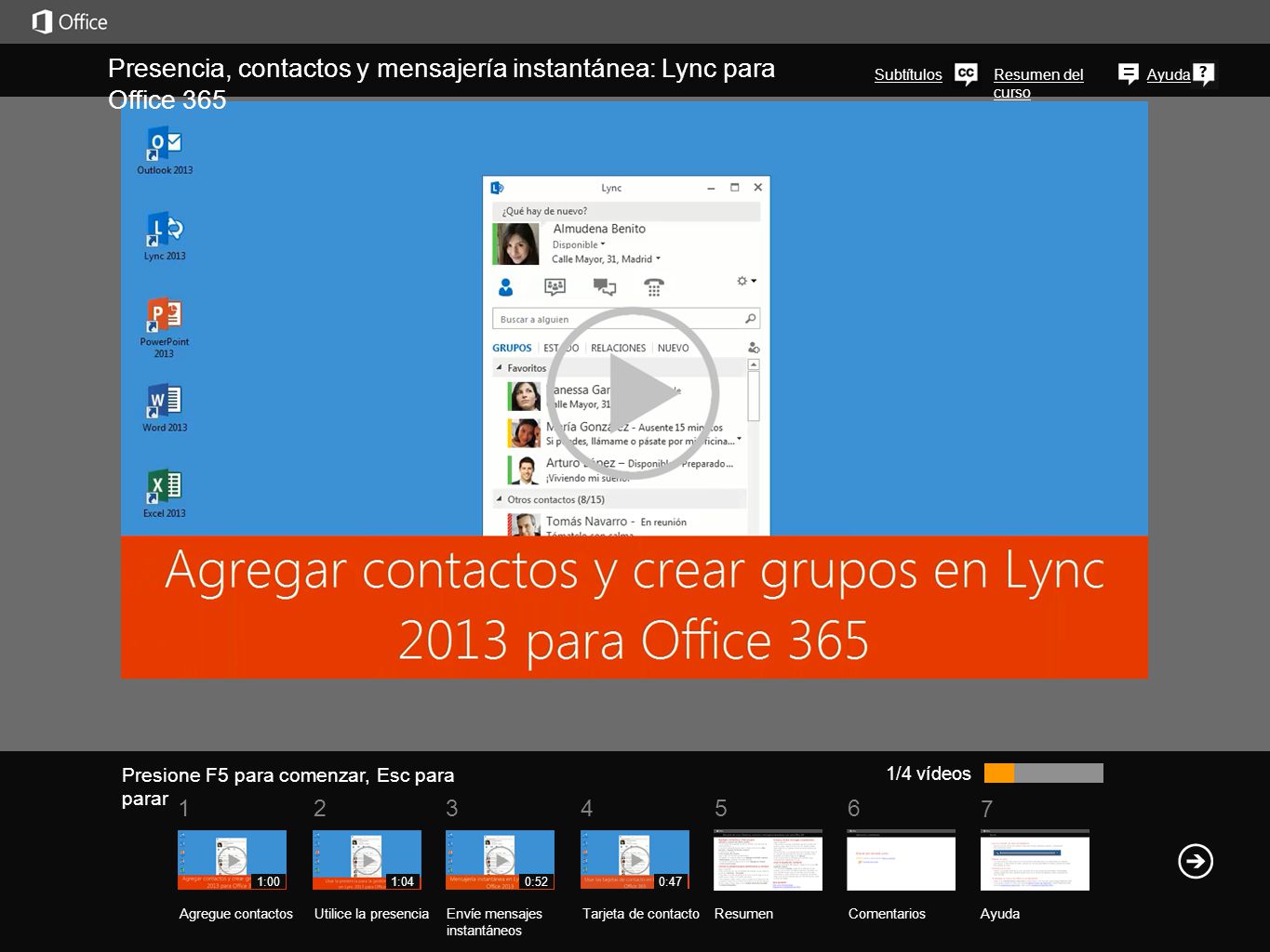 Presencia, contactos y mensajería instantánea: Lync para Office 365