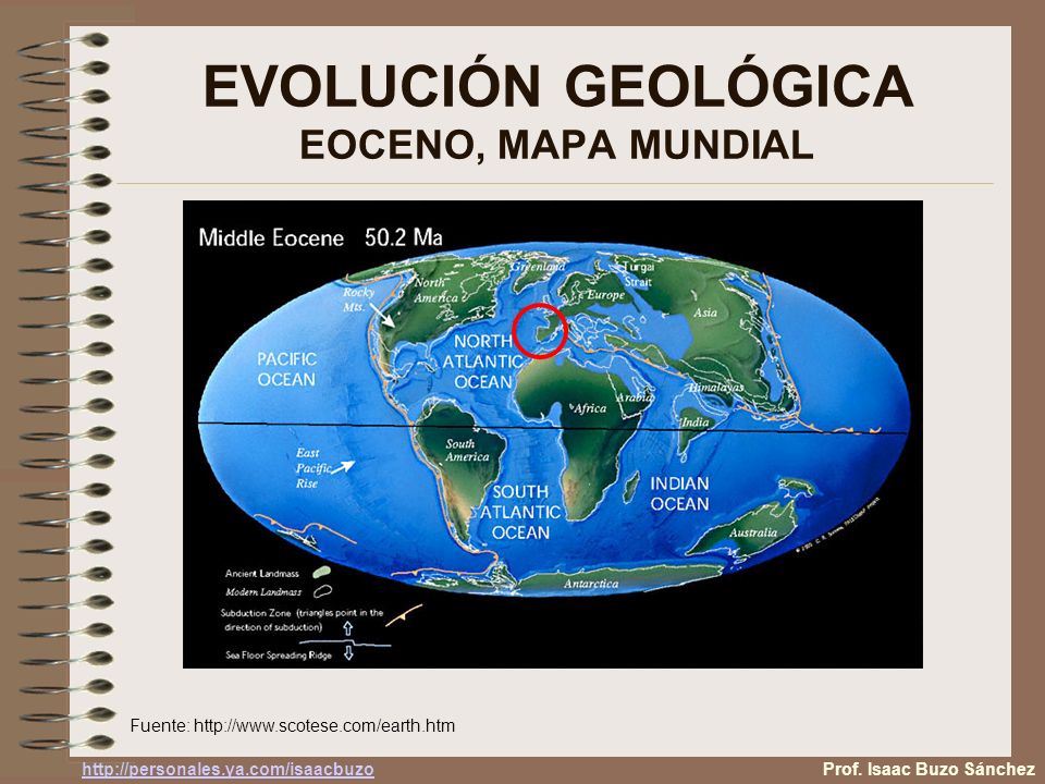 EVOLUCIÓN GEOLÓGICA EOCENO, MAPA MUNDIAL