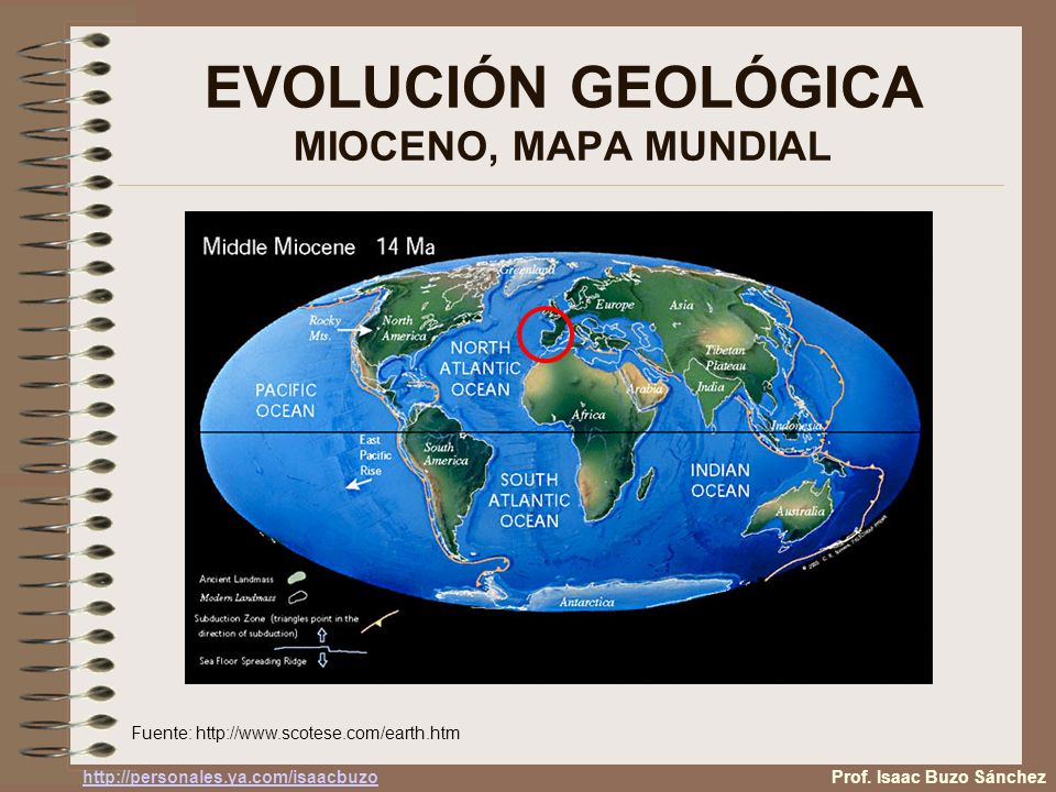 EVOLUCIÓN GEOLÓGICA MIOCENO, MAPA MUNDIAL
