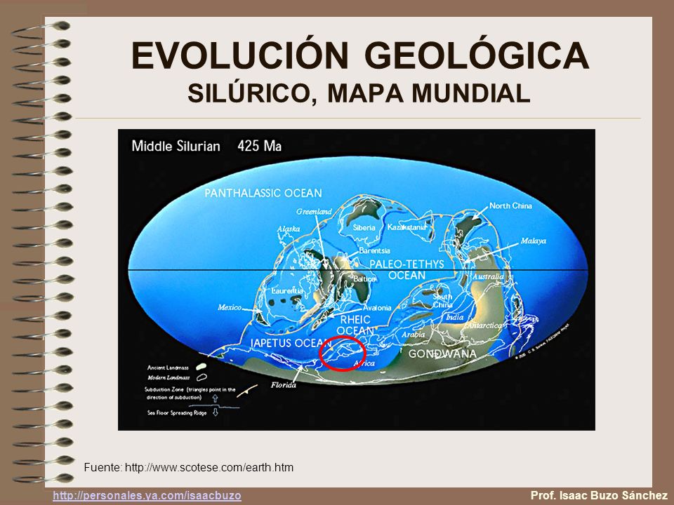 EVOLUCIÓN GEOLÓGICA SILÚRICO, MAPA MUNDIAL