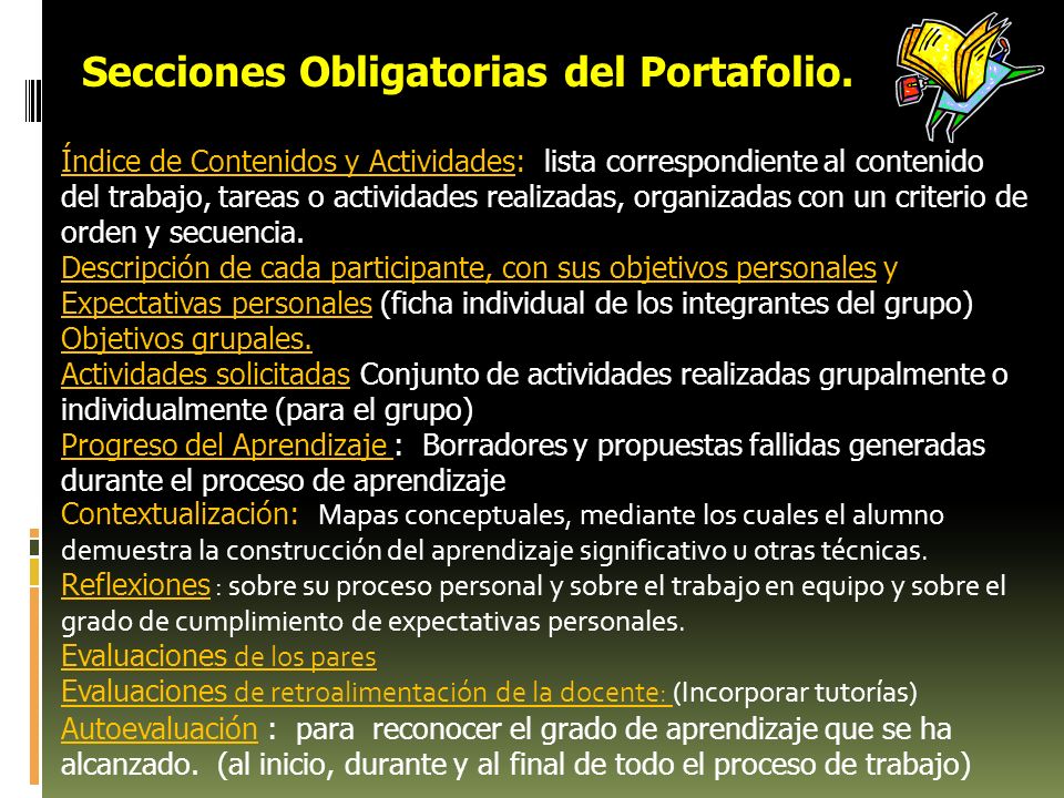 Secciones Obligatorias del Portafolio.